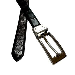 Sophisticated Black Crocodile Pattern Belt